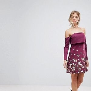 Crop Top Border Floral Mini Dress.